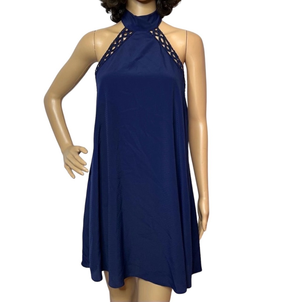 Lulus Halter Mini Dress Navy Open Back Holiday Party Cocktail